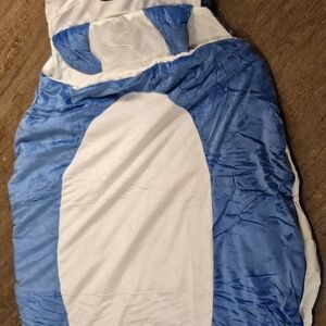 Blue and White Plush Shark Sleeping Bag